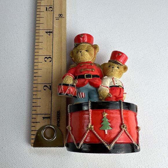 Cherished Teddies Marchin' to the Beat of Holiday Fun Red Bear Drum Figurine - Picture 10 of 10